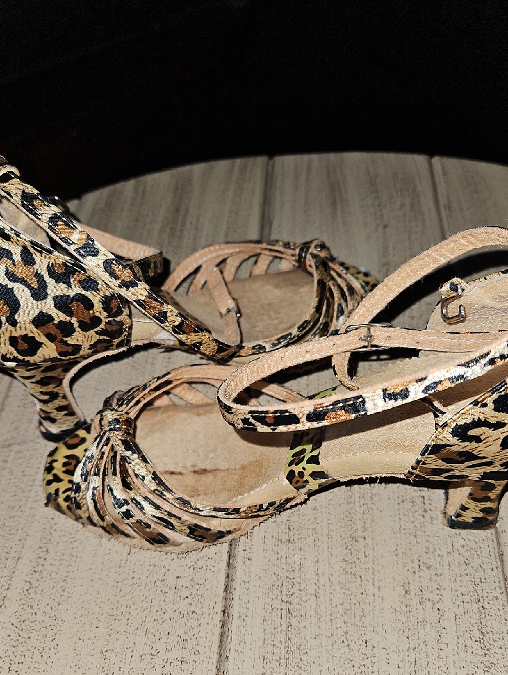 Leopard Print Strappy Women’s Heels - Brown - Picture 5 of 7